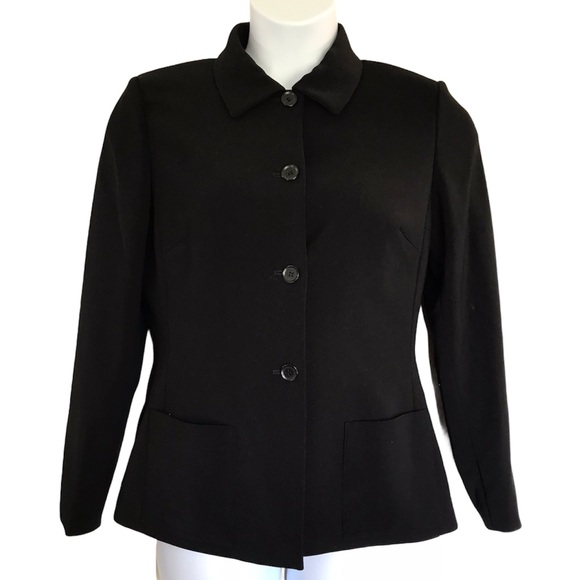 Tahari ASL Black Blazer Jacket Button Front Size 10 - Picture 4 of 7